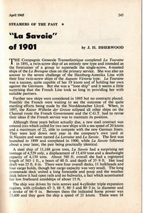 LA SAVOIE (1901) - SEA BREEZES Magazin REVIEW dieses Schiffes! April 1965 (F) - Bild 1 von 3