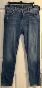 7 For All Mankind Jeans Womens 26 Josefina Blue Button Fly Straight Leg Denim - Picture 1 of 13