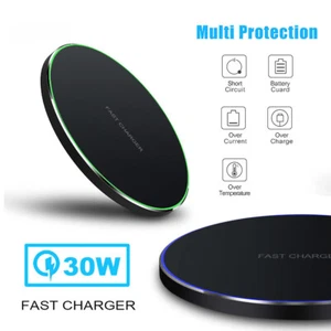 30W Wireless Charger Pad Mat For AirPod iPhone 13 Pro Max 14 XS Samsung S22/S23+ - Picture 1 of 13