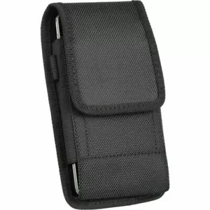 For TCL 30 SE (305) - Black Vertical Nylon Case Belt Clip Loop Holster Pouch - Picture 1 of 4