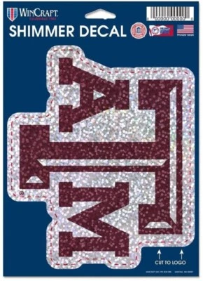 Official NCAA Texas A&M ATM College AGGIES - SHIMMER DECAL 5"x7" by WinCraft NEW - Image 1 of 4
