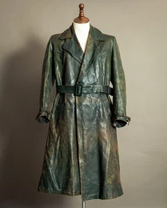 Vintage 1940s German Goatskin Leather Trench Coat WW2 - Picture 1 of 21