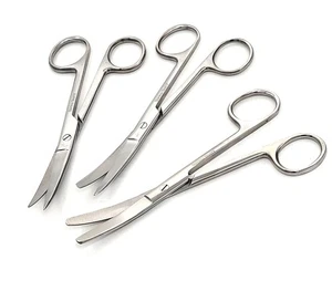 3Pcs Operating Scissors, Sharp/Blunt, Curved Blades - 5.5" Stainless Steel CE - Picture 1 of 7