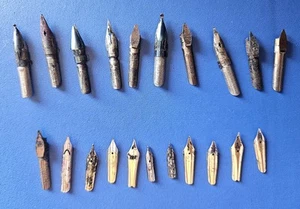 Konvolut : 11 alte Tusche Federn + 10 alte Federn für Füllfederhalter, Füller - Bild 1 von 1