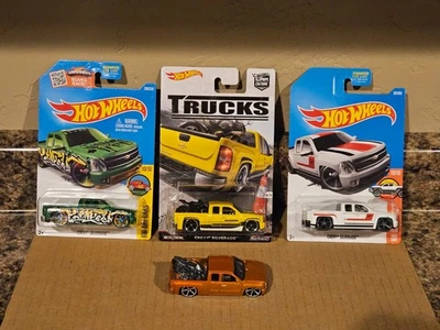 Hot Wheels Lote de 4 Chevy Silverado 2007 Car Culture Amarillo Verde Blanco 07 Foto 1 de 4