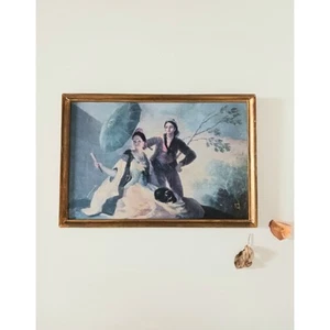 Vintage Kunstdruck The Parasol Francisco De Goya gold gerahmt - Bild 1 von 9