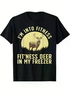 Funny Deer Hunting T-Shirt – “Fitness Deer in My Freezer” Graphic Tee for Men - Picture 1 of 37