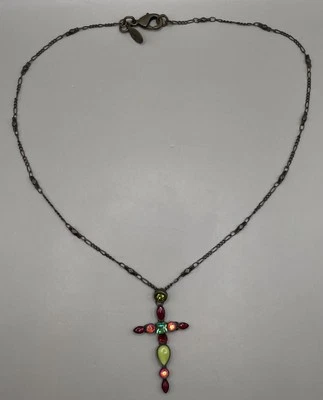 Collar para mujer Sorrelli tono bronce metal cruz colgante cristales de Swarovski” Foto 1 de 4