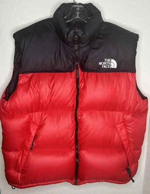 The North Face Vest Mens 2XL Red Black Nuptse Goose Down Puffer Outdoor - Image 1 of 4