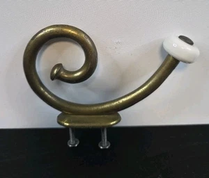 Vintage Messing & Porzellan Wirbel Handtuchhaken Viktorianisch Bauernhaus - Bild 1 von 5