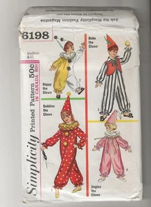 Uncut VTG 1965 Simplicity Pattern 6198 Happy Bubbles Jingles Bobo Clown M 8-10 - Picture 1 of 2