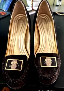 Coach Schuhe braune Wildleder Absatz Pumps Größe 6,5 B 3" hoch Top Zustand - Bild 1 von 5