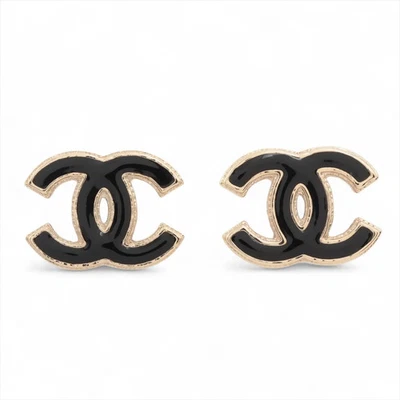 Chanel Coco Mark B22A Piercing Joyería (para ambas orejas) GP×Esmalte Negro×Dorado Foto 1 de 4