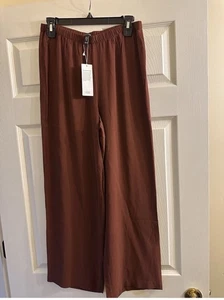 New Eileen Fisher Silk Georgette Crepe Straight Ankle Pants Redwood Size M $248 - Picture 1 of 3