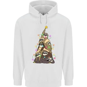 Christmas Sloth Tree Funny Xmas Childrens Kids Hoodie - Picture 1 of 35