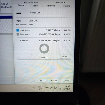 Iomega 1.5TB External USB HDD Storage Disk Drive With Power Supply - Image 1 of 4