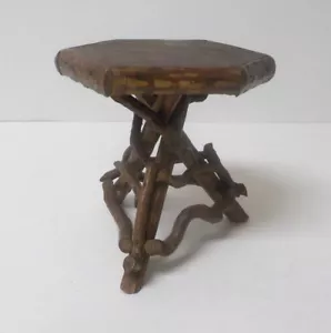Vintage Hand Crafted 4.5" Doll's Country / Primitive TWIG Occasional Table (#5) - Picture 1 of 9