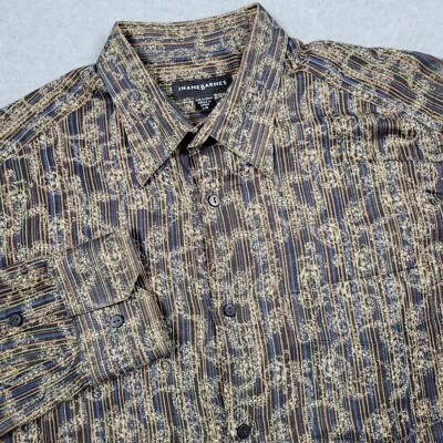 Jhane Barnes Shirt Mens Large Black Geometric Striped Jacquard Casual Dress - Image 1 of 4