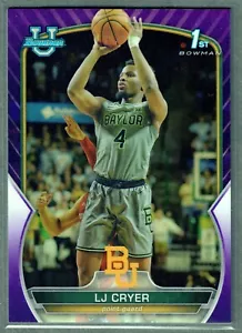 2022-23 Bowman University Cromo LJ Cryer Púrpura Refractor 1er Bowman #/399 SP - Imagen 1 de 2