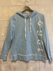 GAP Drawstring Hoodie, '1969' Beach Blue White Stripe, Pocket, Women's Medium - Picture 1 of 8