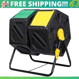 37Gal Plastic Outdoor Compost Tumbler Composter Bin 360° Dual Chamber Rotating - Picture 1 of 8