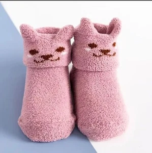 Baby Unisex Anti-slip Slippers Toddlers Winter Fuzzy Floor Socks 1 Pair 2T - Picture 1 of 4