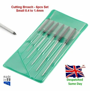 Cutting Broaches 6pc Set Size: 0.4 to 1.4mm in Wallet EU Made Professonal - Picture 1 of 2