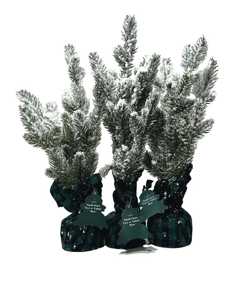 15 inch Tabletop Artificial Mini Christmas Pine Tree Snow Fabric Base (3Pk) - Image 1 of 3