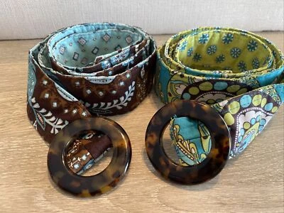 Vera Bradley Set Of 2 Java Blue & Peacock Reversible Belt Tortoise Belt Loop - Image 1 of 3