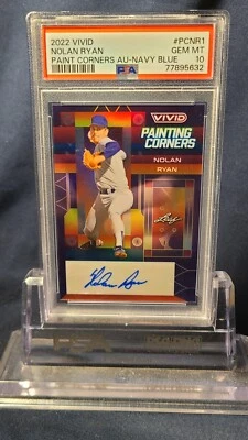 2022 LEAF VIVID NOLAN RYAN PAINTING CORNERS AUTO NAVY BLUE #PCNR1 PSA 10 GEM MT - Image 1 of 4