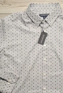 MIZZEN + MAIN Leeward Performance Casual Shirt Trim Fit Grey White Pink 2XL - Picture 1 of 9