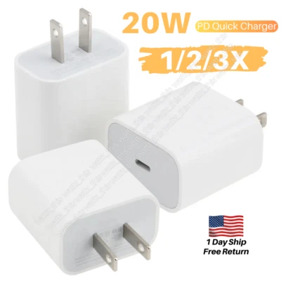 20W PD Power Adapter Fast Wall Charger Block For iPhone 16 15 14 13 12 11 Pro XR - Image 1 of 4