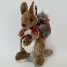 Ascool Kangaroo Joey Koala Plush Stuffed Australia Souvenir Brown Gray Decor