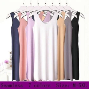Unterhemd Unterrock Damen nahtlos weich lang Tanktop UnterKleid Übergröße - Bild 1 von 15