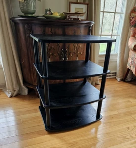 Black Heavy Duty Metal AV Media Stand Stereo Shelves - Picture 1 of 12