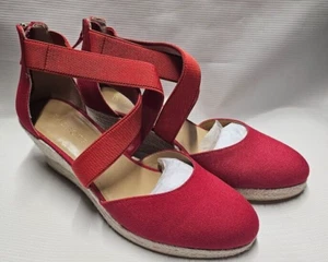 Talbots Lynsday Espadrilles Wedges Cotton Canvas Size 9.5 Red New - Picture 1 of 6