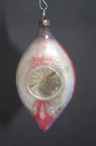 Antique Christmas Ornament Mercury Glass Hand Blown/Painted Marquis Inv Star - Picture 1 of 4