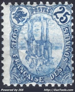 COTE DES SOMALIS N°44a CENTRE RENVERSÉ NEUF ** SANS CHARNIERE - Picture 1 of 2