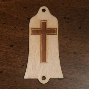 GUITAR TRUSS ROD COVER - Wood Burned - Fits GIBSON USA - CROSS Faith - Picture 1 of 3