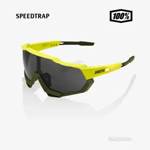 100% SPEEDTRAP Cycling UV Sunglasses SOFT TACT BANANA/BLACK MIRROR - Picture 1 of 3