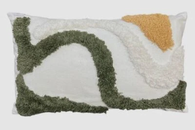 Jill Zarin Home Green Abstract Shag Decorative Pillow Size 20" x 12" - Image 1 of 2