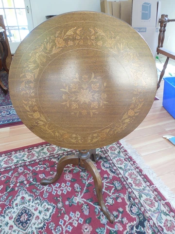 Mid Century Peter Engel Inlaid Mahogany Tilt Top Table Cover