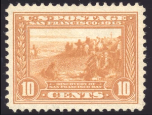 US 400A 10c Panama Pacific Expo 1913 San Francisco Bay orange PSAG grade 95 NH - Picture 1 of 3