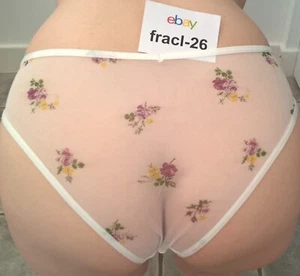Sexy Sheer White See Thru Ditsy Women's Knickers Panties Sissy CD TV 32 - 42" - Picture 1 of 9