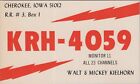 CB radio QSL postcard KRH-4059 Walt Mickey Kielhorn 1960s Cherokee Iowa