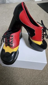 Vintage Manfield 70er Jahre Damen Schnürschuhe dreifarbig Plateau Größe 5 - Bild 1 von 8