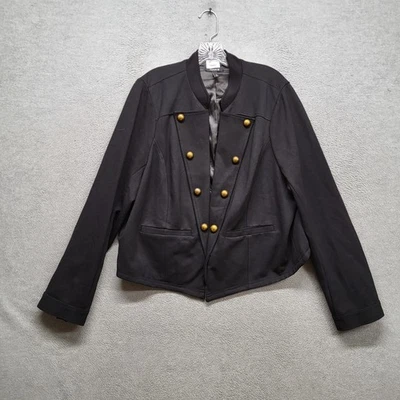 Chaqueta Torrid Mujer 3 Negra Nylon Poliéster Militar Editorial Botón Lujo Ponte Foto 1 de 4