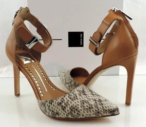 Dolce Vita Kana Ankle Strap Pump Heels Pointy Toe Natural Snake Leather Size 9.5 - Picture 1 of 8