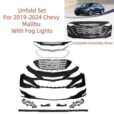 For 2019-2024 Chevy Malibu Front Upper & Lower Bumper Grilles Valance Fog Lights — 第 1/2 张图片