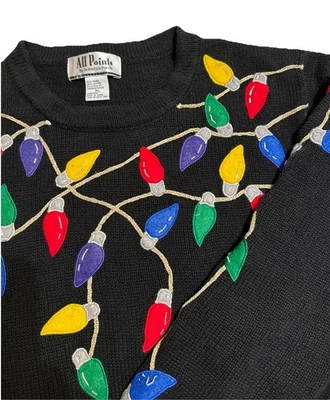 Suéter Vintage Punto de Referencia Todos los Puntos Navidad Luz Cuello Redondo XL Foto 1 de 4